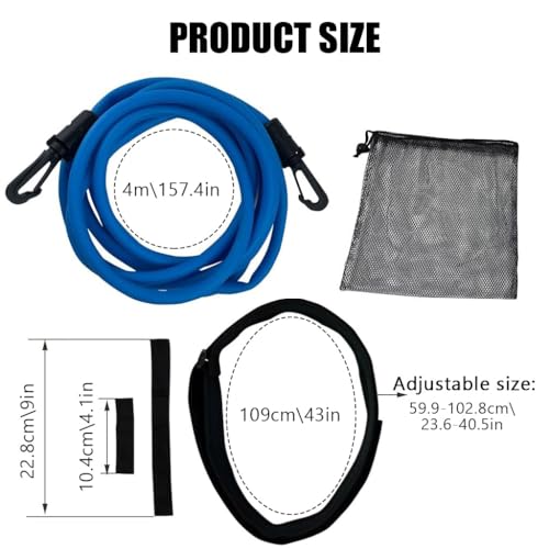 Proberos Swimming Resistant Belts Waist Belt with 13ft Long Swim Resistance Cord Swim Tether Stationary Swimming Belt for Advanced Swim Training Sessions