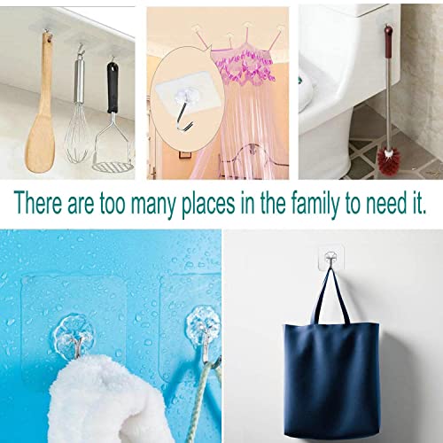 HASTHIP® 30 Pack Wall Hooks Strong Acrylic Backing Glue Self-Adhesive for Bathroom Kitchen Waterproof Ultra Adhesive Clear 3PCS