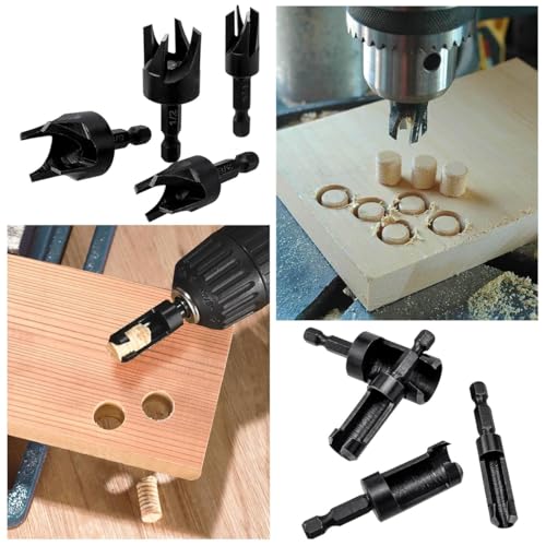 Serplex® 16PCS Woodworking Drill Bit Set Boring Hole Saw Cutter Wood Tools Assorted Size Universal Hex Shank Straight and Tapered Cutting Tool Attachment for Power Drill Rotary Tool