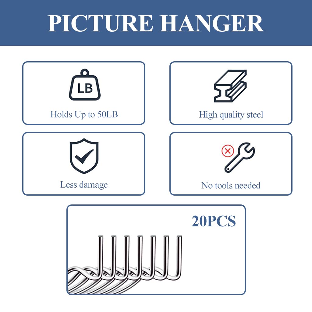 HASTHIP 20Pcs Wall Anchor Hooks Stainless Steel Curved Drywall Hanging Hooks Rat Tail Hanging Hook Entry Doorway Wall Hooks Multipurpose Wall Hooks for Hanging Picture, Flower Planter, Keys, Hats