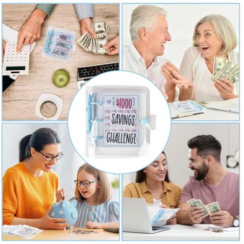 OFIFO® 1000 Money Saving Box Binder, Piggy Bank for Adults with Numbers Daily Money Saving Planner, 1000 Money Saving Challenge with 25 Binder Mini Savings Challenge Book