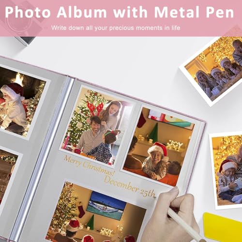 HASTHIP® DIY Photo Album for Photos Collection Scrap Books Memories with 40 Pages Scrapbook 4x6 5x7 8x10 Pictures Fashion Linen Hard Cover Women Mom Family Baby Travel 3 PCS