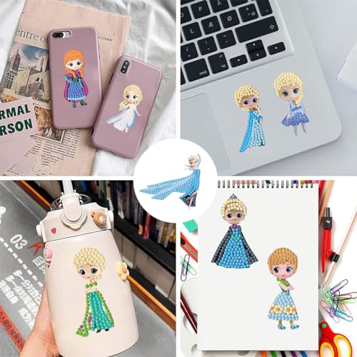 PATPAT 2Pcs DIY Diamond Painting Kit Bookmarks Keychain, Diamond Painting Charm for Crystal Paint Art & Craft Kit, Backpack Hanging Pendant Bookmark Diamond Art Kits for Kids, Adults Birthday Gifts