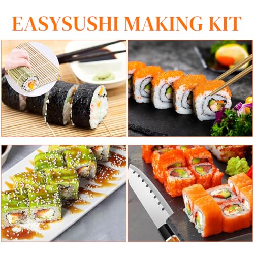 HASTHIP® Sushi Making Set All-in-One Bazooka Roller with Bamboo Mats Avocado Slicer Paddle Knife Chopstick Holders DIY Maki Machine for Beginners Pros 3 PCS