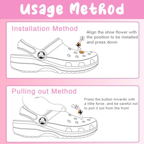 HASTHIP® Rubber 70PCS Pink Shoe Decoration Charms For Bubble Slides Sandals Clogs