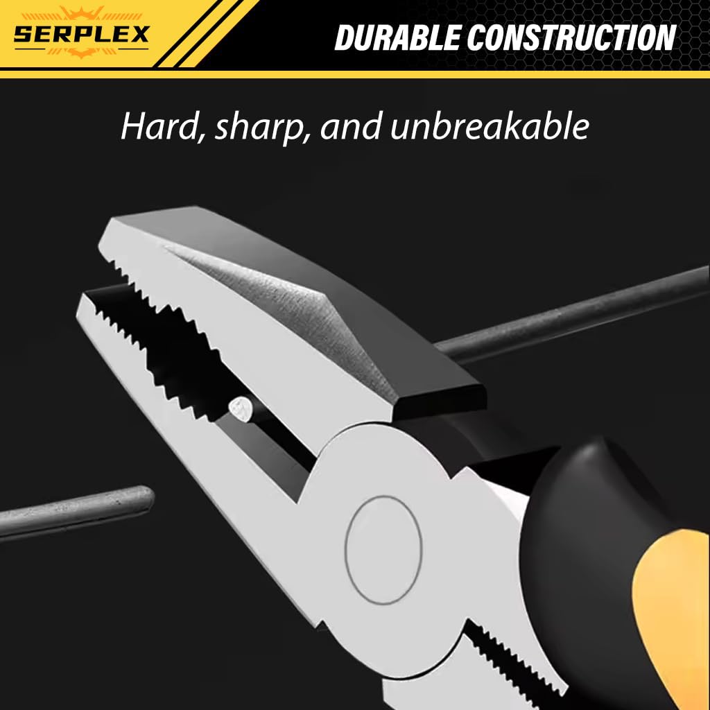 Serplex 6'' Pliers Tool Set of 3Pcs Pliers Needle-nose Plier Combination Plier Side Cutter Rubberized Anti-slip Handle Design Multi-purpose Pliers for Electrical Work, Automotive Repair, Crafts