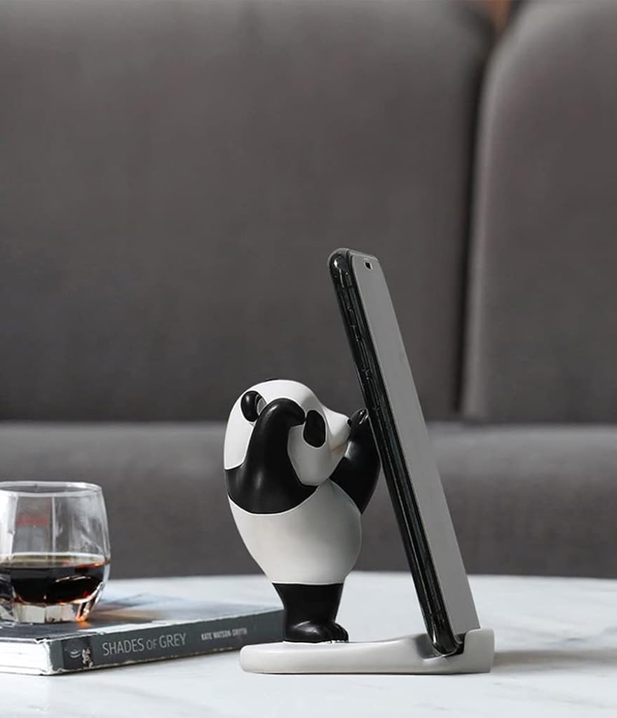 ZIBUYU® Phone Stand Desk Accessories Resin Panda Figurines Home Decor Decorative Tabletop Ornaments Cute Phone Holder