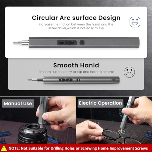 Serplex Electric Screwdriver 36-in-1 Cordless Mini Power Precision Screwdriver Set with 30 Bits, Rechargeable, 2 Torque Settings, Electric Precision Screwdriver Kit with LED, for Phones Watch Laptops