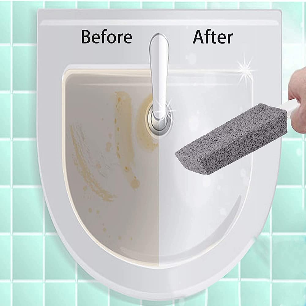 HASTHIP Toilet Cleaner Brush with Handle 2 PCS, Pumice Stone for Toilet Cleaning, Paint& Pool Tile Cleaner Brush for Kitchen/Bath/Pool/Household Cleaning