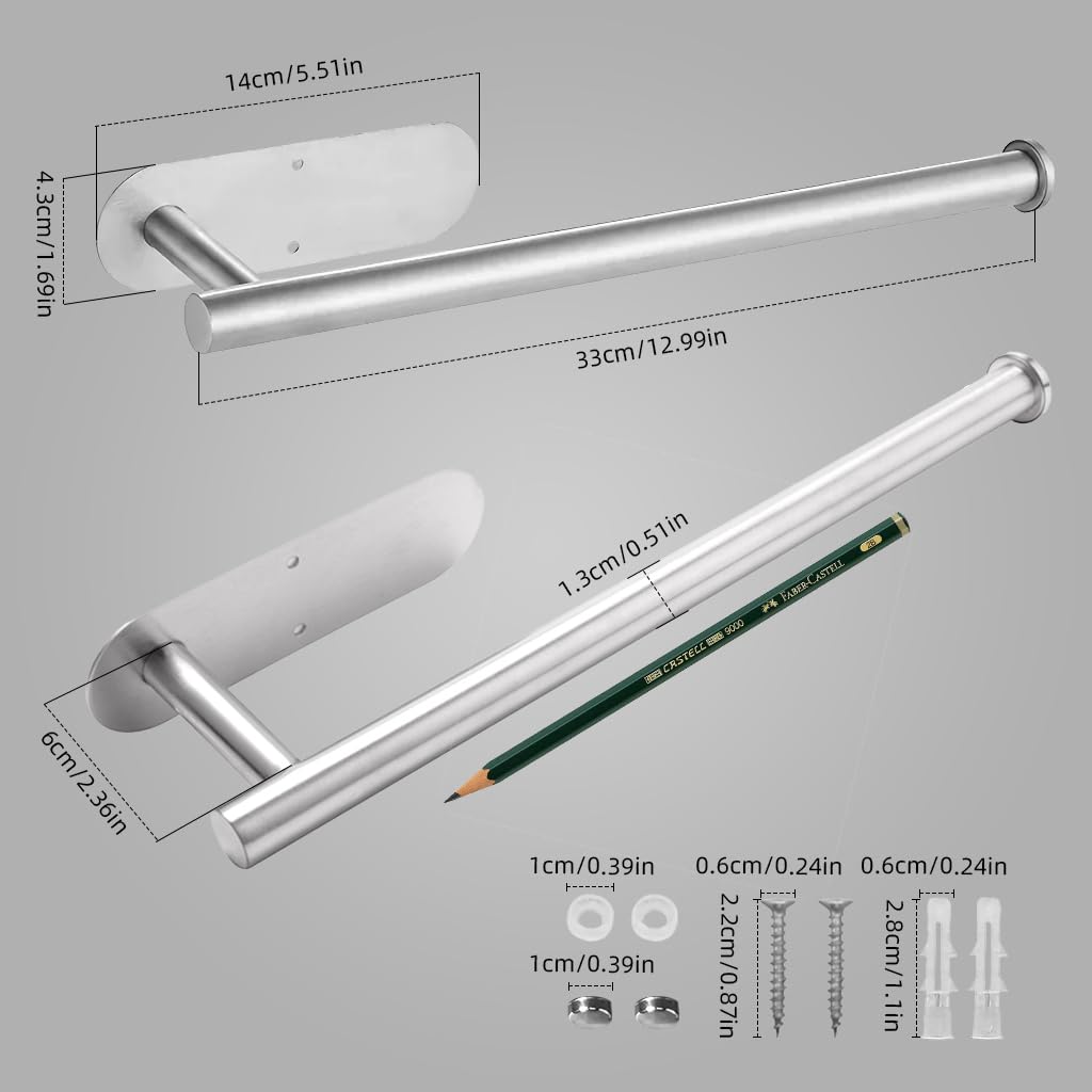 ZIBUYU Toilet Paper Holder Towel Rack Wall Self Adhesive Towel Rack Stainless Steel Toilet Paper Holder Bathroom Face Towel Rack Dish Cloth Holder
