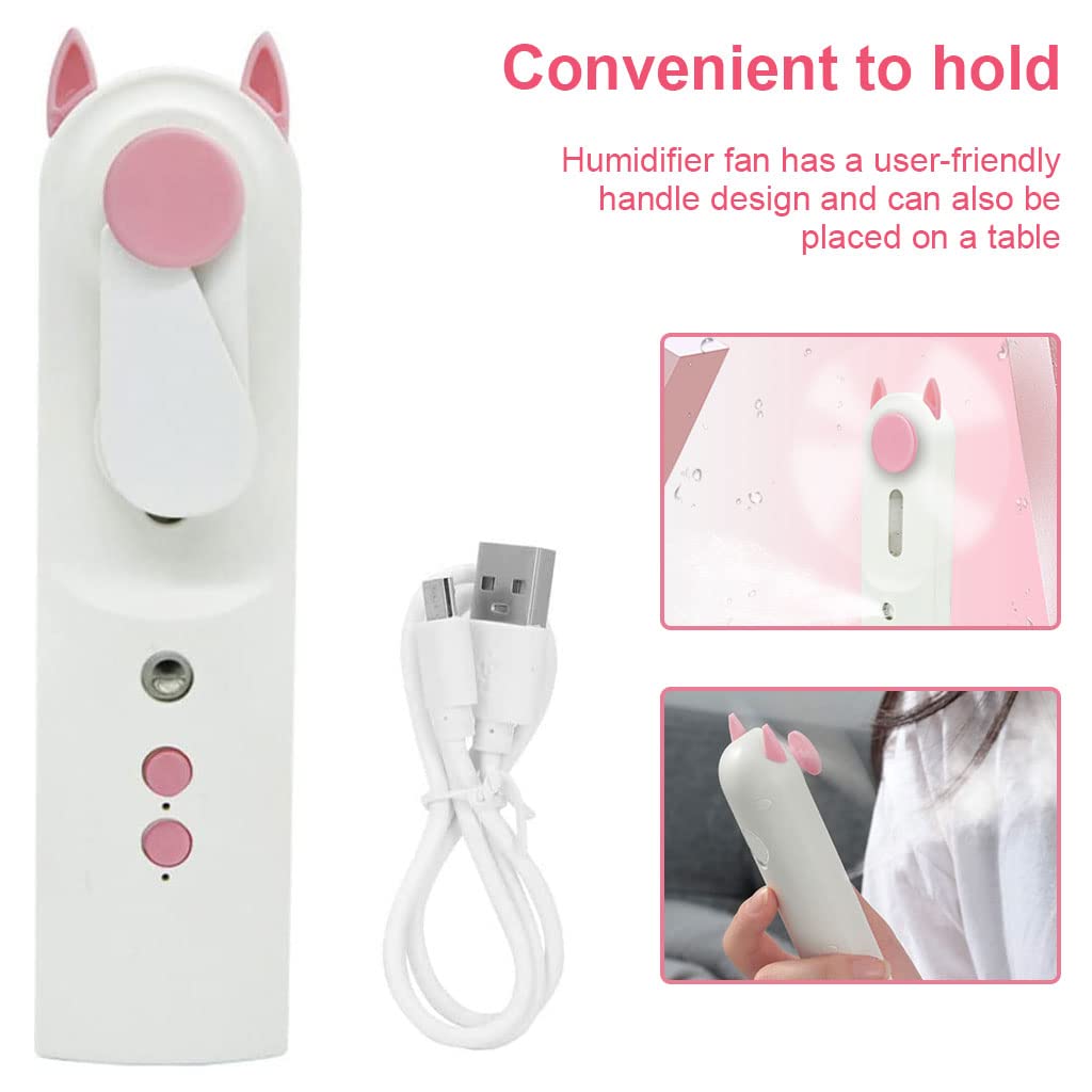 MAYCREATE Mini Facial Nano Mist Spray Mister with USB Fan, 2 in 1 Handheld Face Mist Sprayer for Milk Toner Sanitizer, Portable Skin Moisturizing Sprayer for Travel, Desk, Camping