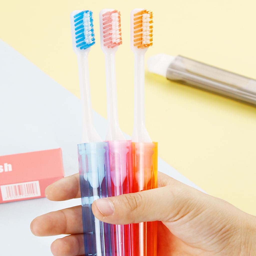HANNEA® 6Pcs Travel Toothbrush, Folding Mini Toothbrush with Toothbrush Case Soft Potable Travel Size Toothbrush Individually Wrapped Small Toothbrush for Travel Camping
