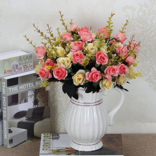 HASTHIP 2 Bundles Artificial Rose Flowers, Fake Rose Silk Flowers for Wedding, Diwali Home Decor, Room Decorations, Living Room Table Decoration Home Decor, Pink