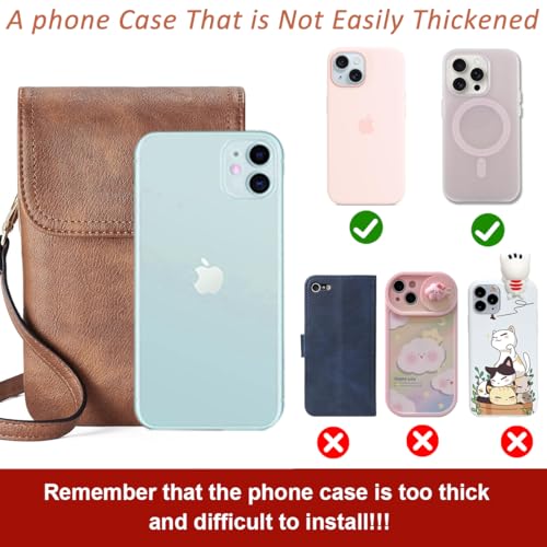 PALAY® Crossbody Phone Bag Fashion Women Mini Purse Vintage Brown PU Leather Casual Card Evening Sling Multi Pocket for Daily Travel 2 PCS