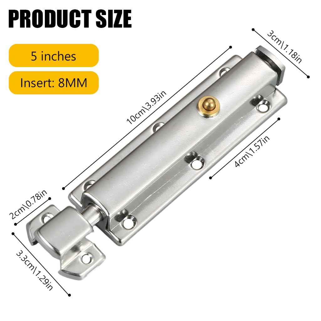 HASTHIP Auto-Retracting Spring Door Latch - Stainless Steel Safety Bolt with Advanced Mechanism, Secure Screw Mount for Home & Apartment Security, Ideal for Families with Children & Pets