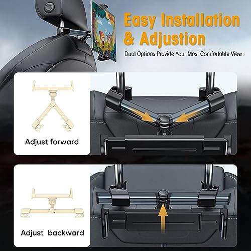 STHIRA® Car Tablet Holder Back Seat 360° Rotation Headrest Ipad Mount with Clip-On Retractable Arm 2-in-1 Phone & Tab for Universal fit 4.7-13 Inch Devices 2PCS