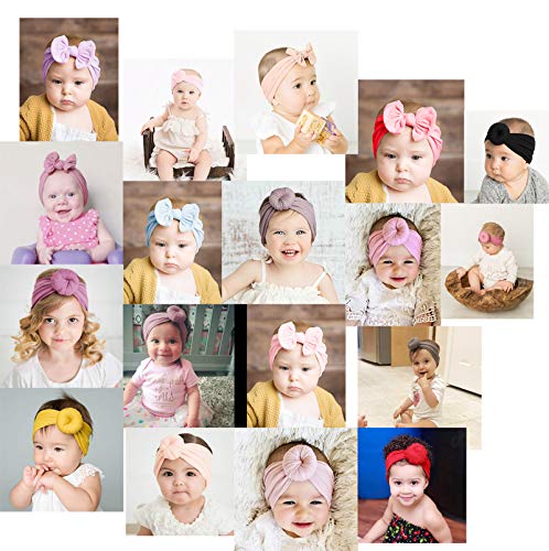 SNOWIE SOFT Cotton Headbands Turban Knotted Girls Hairband Super Soft and Stretchy Hair Wrap for Baby Girls, Pack of 6 - Multicolor