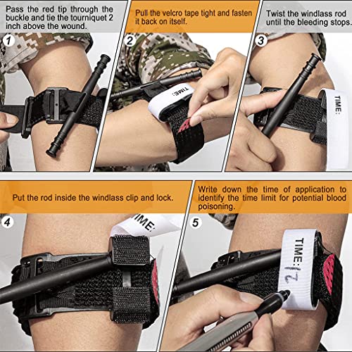 Proberos® Military Tourniquet for Outdoors Camping Survival Adjustable Emergency One-Handed Quick Release with Buckle First Aid Equipments 3 PCS