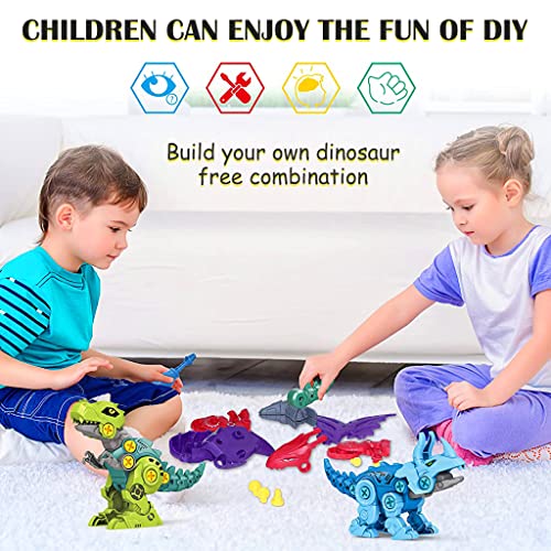 PATPAT Dinosaur Toys for Kids, Dinosaur Robot Transformers Toys STEM Construction Building Toys for Kids, Dinosaur Toys with Screwdriver Building Blocks Gifts for Kids 3 - 8 Year Old (5 PCS 9-16cm)