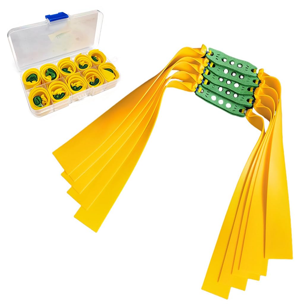 Proberos 10Pcs Slingshot Bands Flat Rubber Catapult Bands with Carrying Box High Elastic Natural Latex Rubber Catapult Bands