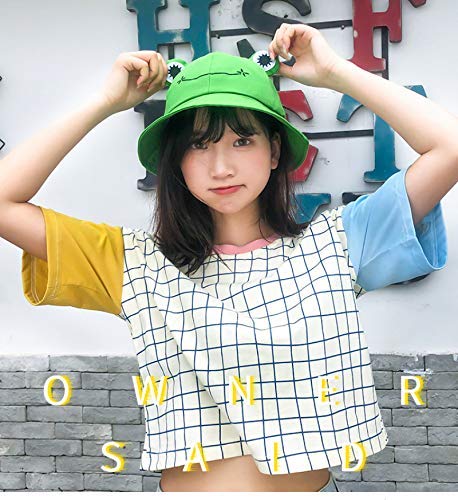 PALAY Bucket Sun Hat for Women Girl Adult Cute Frog Bucket Hat Summer Outdoor Foldable Fisherman Hat (Black)