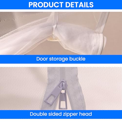 HASTHIP® Pop-Up Mosquito Net Tent for Double Size Bed Dual Zip Doors Mattress Straps Foldable Breathable Mesh Portable Canopy for Home Travel Classic White All-Round Protection