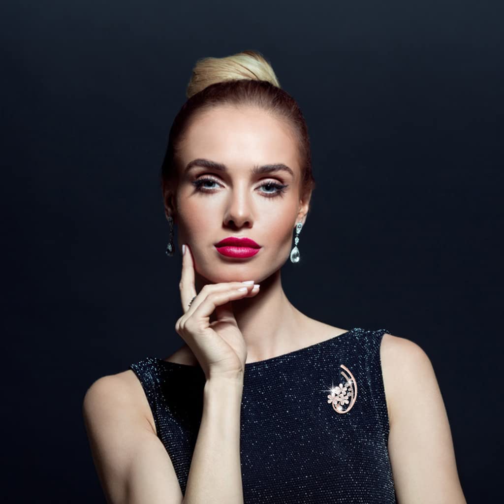 ZIBUYU Floral Brooch Pin for Women Blazer, Dress, Shirt Stylish Brooches Pin for Women and Girls Alloy Rhinestone Pearl Brooch Safety Pins for Women Brooch for Wedding, Saree, Sweater, Dress - 1