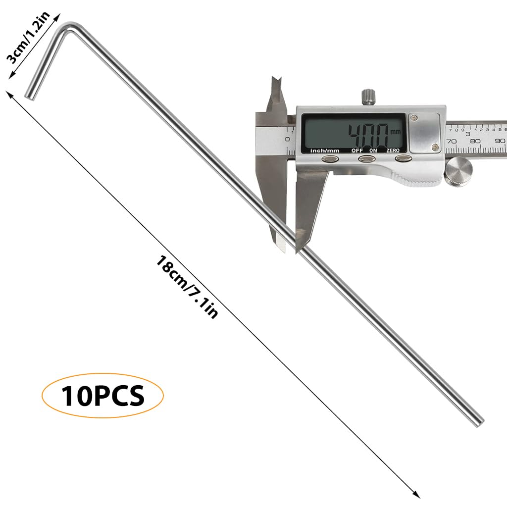 HASTHIP 10 Pack Tent Stakes, 6.7 Inches Tent Stakes for Camping L-shaped Ground Nail for Tent, Heavy Duty Iron Galvanizing Tent Stakes