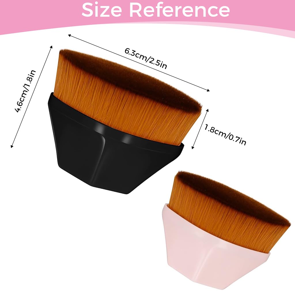 ZIBUYU Foundation Brushes for Makeup Kabuki Foundation Brush Flat Round Soft Face Brushes for Makeup, Brush for Foundation Liquid, Powder with Storage Case Cosmetic Brush Set, (Black & Pink) - 2