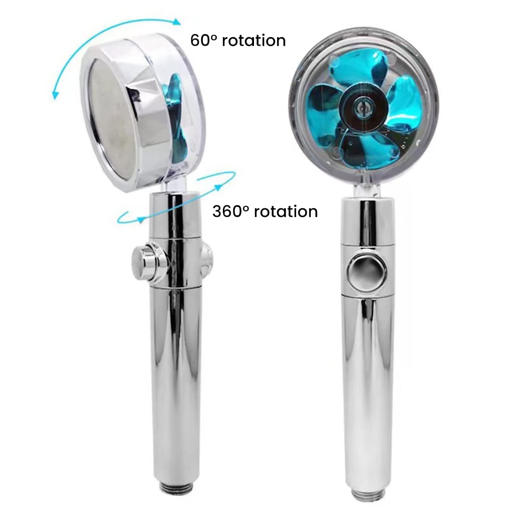 HASTHIP Hand Shower for Bathroom, High-Pressure Water Saving Shower with 2 Filter Cotton, Hand Shower, 360° Rotating Water Shower Head with Pause Switch Turbocharged (Blue)