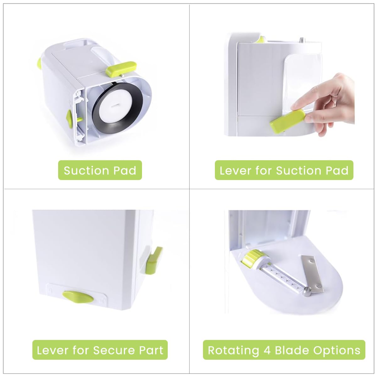 HASTHIP Potato Spiralizer Kitchen Food Processor 4-in-1 Rotating Spiralizer with Suction Cup Base Tuber Crop Spiralizer Vegetable Spiralizer for Zucchini, Carrots, Potatoes, Sweet Potatoes, Cassava