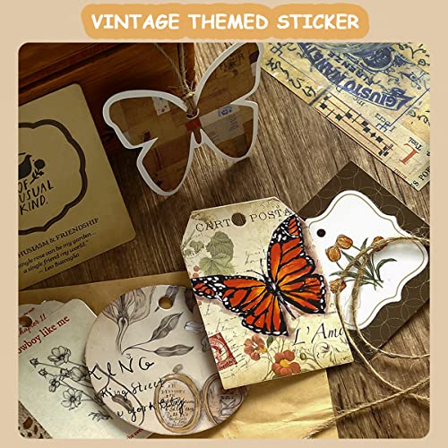 HASTHIP Scrapbook Stickers Supplies Kit, DIY Scrapbook Kit for Journaling/Scrapbooking Retro Aesthetic Kit for Bullet Junk Journals, Notebook, Stickers Craft Kits Album Aesthetic