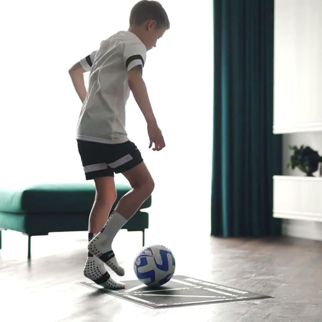 Proberos Kids Football Training Mat 23.6x35.4 inches Soccer Shooting Skill Training with Guild Lines Mat Agility Training Mat Anti-slip Diatom Mud Mat