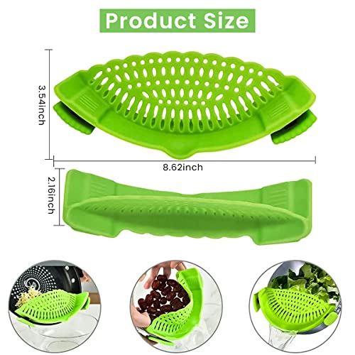 HASTHIP Clip on Pasta Strainer, Silicone Food Strainer, Heat Resistant for Spaghetti Pasta Hands-Free Drainer Kitchen Gadgets