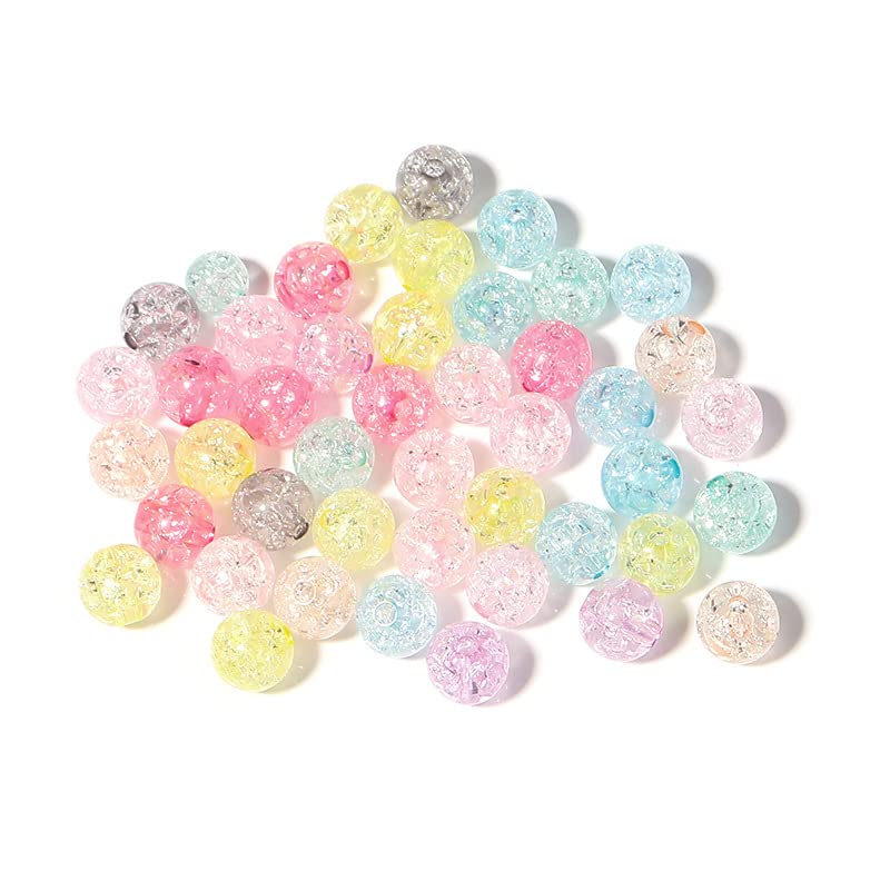 SANNIDHI 300pcs Acrylic Beads 8mm Round Crystal Acrylic Craft Beads for Jewelry Making DIY Bracelet Necklace Handmade Craft Decoration
