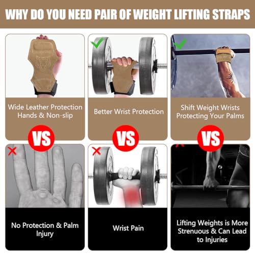 Proberos Workout Palm Guards Fitness Gloves Fingerless Palm Pad Anti-slip Hand Grips 3-Hole Palm Guards for Weightlifting, Dumbell Training, Prevent Blisters, Calluses