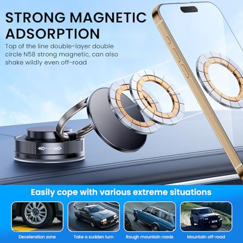 STHIRA® Magnetic Car Mobile Holder for Dashboard 360 Rotatable Foldable Mount with Strong Suction Universal Compact Portable Phone Stand Secure Grip for All Smartphones 2PCS