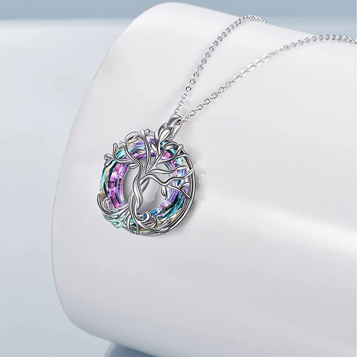 SANNIDHI Tree of Life Alloy Necklace for Women Girls,Fashion Wardrobe Accessory Charms Jewellery for Dress jacket Daily Party Gift-Silver