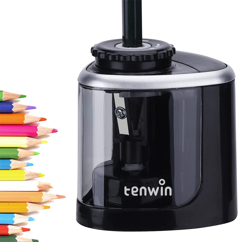 Climberty Electric Sharpener for Pencil, Pencil Sharpener with Durable Blade to Fast Sharpen, Battery Operated, Automatic Sharpener for No.2/Colored Pencils(6-8mm), Without Battery (Black)