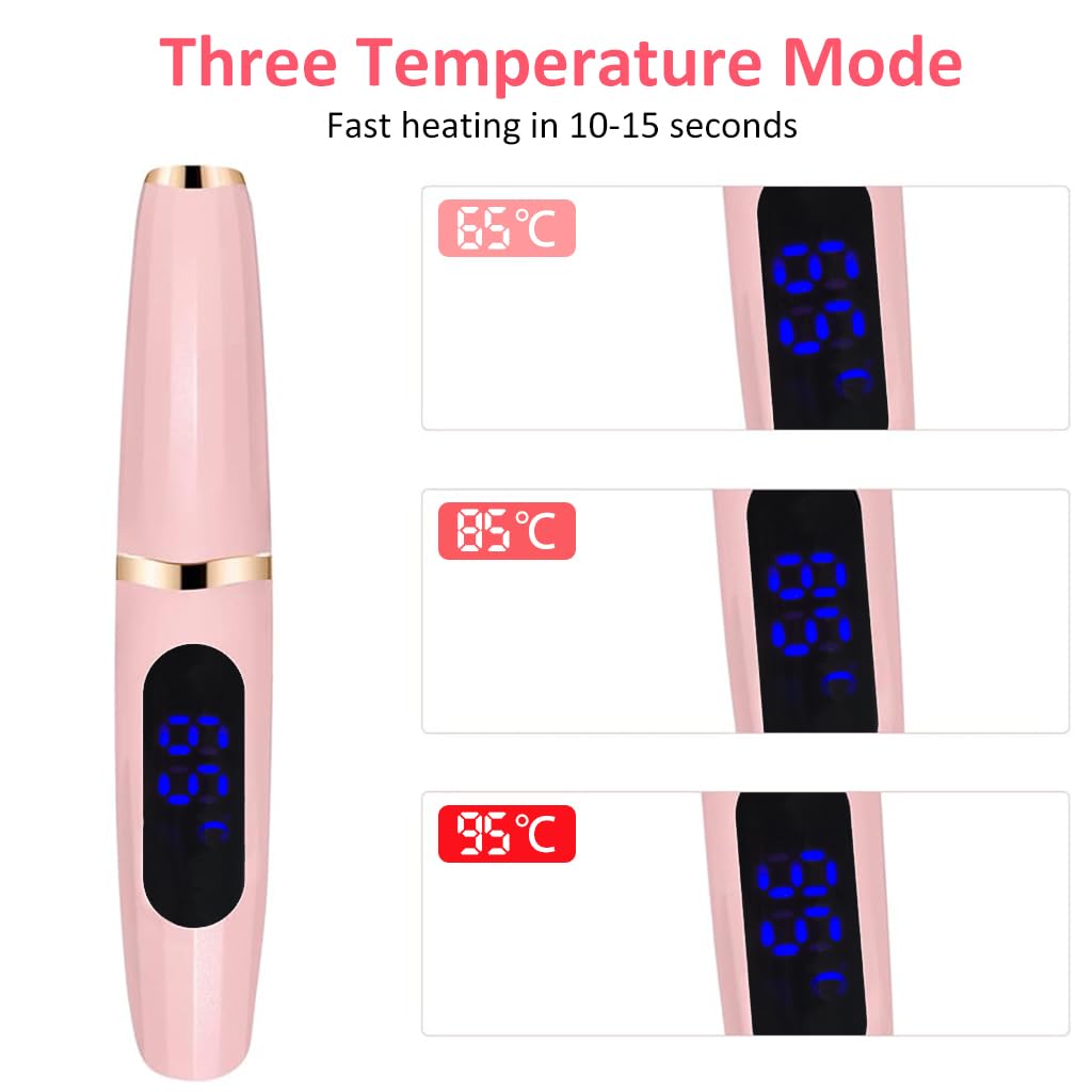 MAYCREATE Heated Eyelash Curler, USB Rechargeable Electric Eelash Curlers 3 Temperatures Mode LCD Temperature Display Eyelash Curler Push-up Heated Eyelash Curler