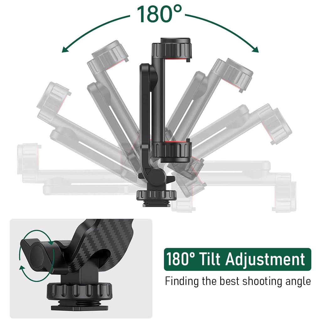 ZORBES Phone Mount for Tripod Stand, Smartphone Mount Adapter for Tripod Stand Retractable Phone Holder 360° Rotates and 180° Tilts Angle Universal 1/4