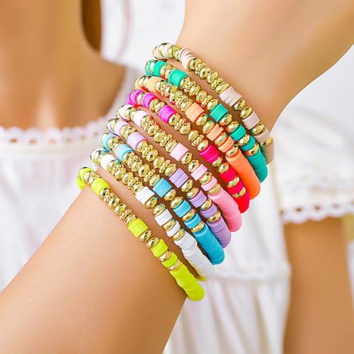SANNIDHI® Bracelet for Girls - Bohemian Stackable Friendship Surfer Clay Beaded Bracelets