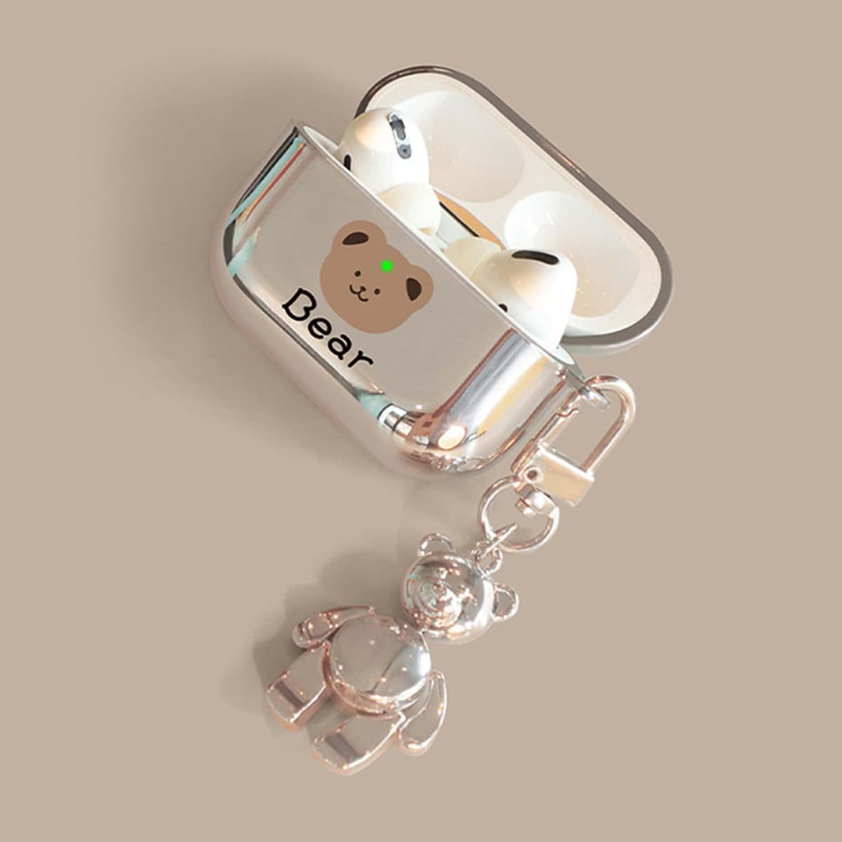 ZORBES Wireless Earbuds Charging Case Cover for Airpods Pro 2 Kawaii Earbud Charging Case Cover with Bear Pendent Charm Anti-scratch TPU Soft Protective Earbud Charging Case Cover for Airpods Pro 2