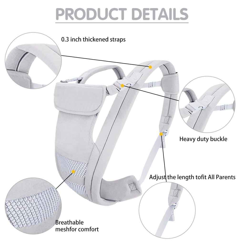 SNOWIE SOFT Ergonomic Baby Carrier with Breathable Mesh, Dual Position, Easy-Storage & Adjustable Straps, Lightweight Kangaroo Wrap for Infants & Toddlers up to 30Lbs, Comfortable Outdoor Use