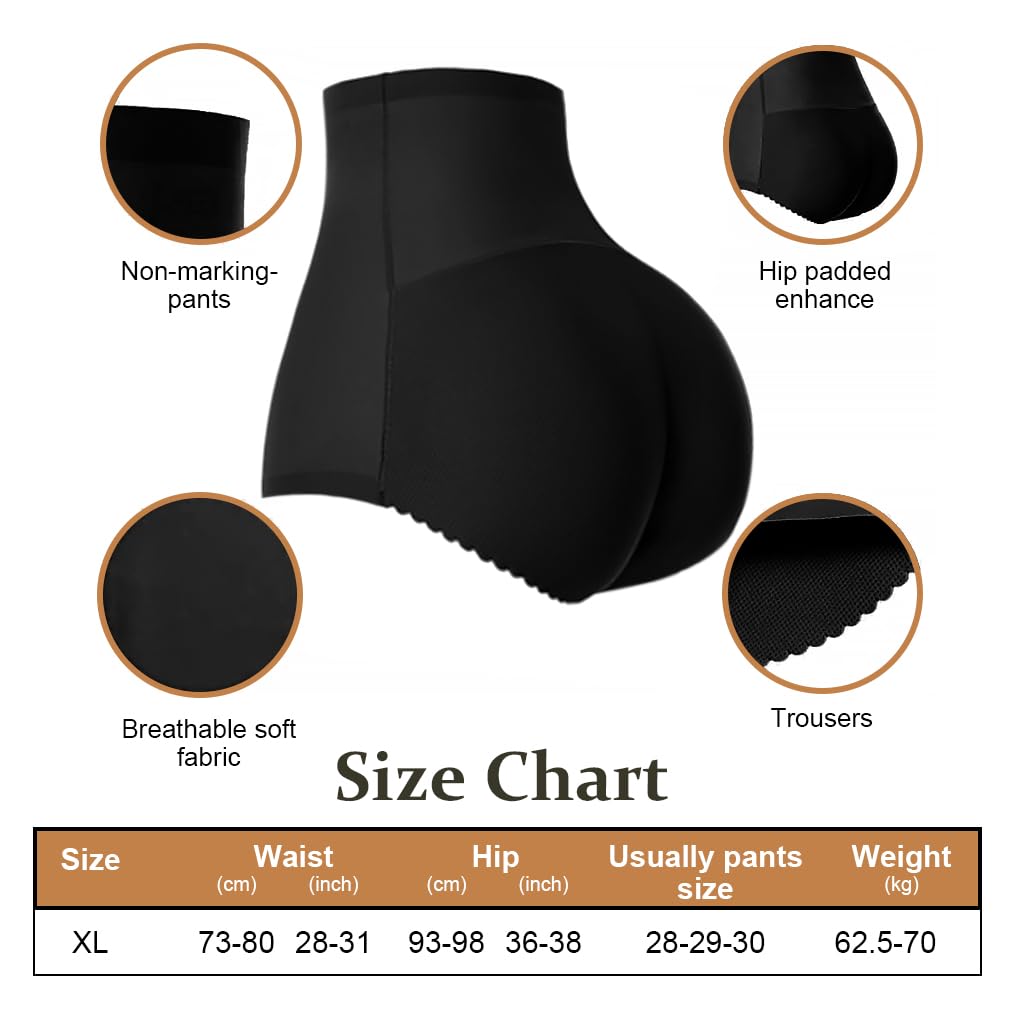 PALAY Butt Lifter Padded Underwear for Women Hip Pads Enhancer Shapewear Shorts Seamless Tummy Control Panties Body Shaper Brief, XL