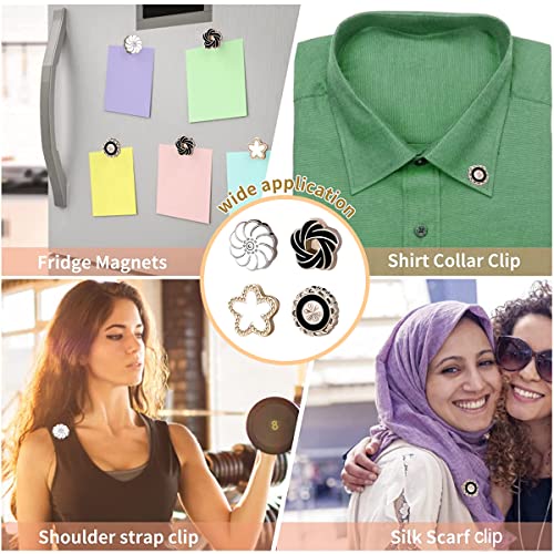SANNIDHI® 8PCS Hijab Pins for Scarf Magnets Buttons Strong Magnetic for Women Multi-Use Flower Shaped Pinless Shawl Clips Safety Brooch Clothes Hat Decor