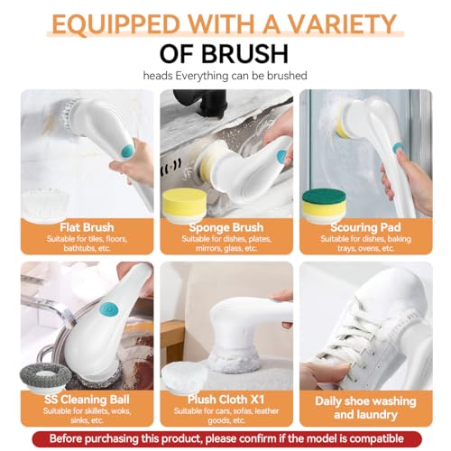 Serplex 5Pcs Electric Scrubber Attachments Electric Cleaning Brush Heads Interchangeable Brush Head Attachments for Cordless Rotary Scrubber Handheld Power Brushes