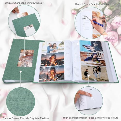 HASTHIP® Photo Album Collection Scrapbook Hardcover Linen 300 Pockets for 4x6 Photos Family Baby Memory Book Customizable Keepsake Travel Kids Anniversary 3PCS