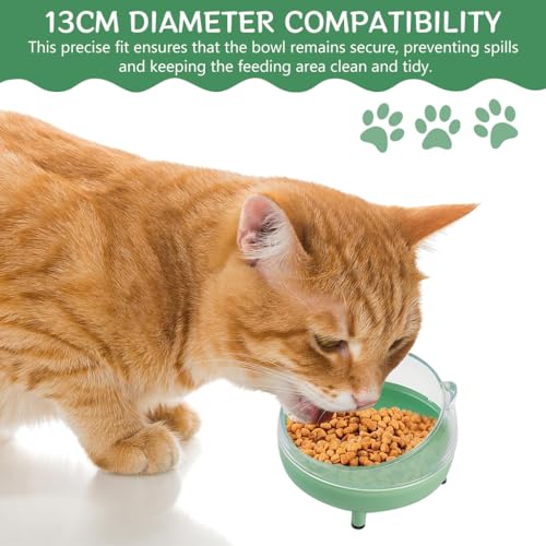 Qpets Cat Bowl, Cat Accessories Round Tilted Cat Food Bowls, Elevated Cat Bowl Dog Food Bowl with Holder for Cats Dogs - Diameter 13CM & Tilted Stand 10 Degree (Green)
