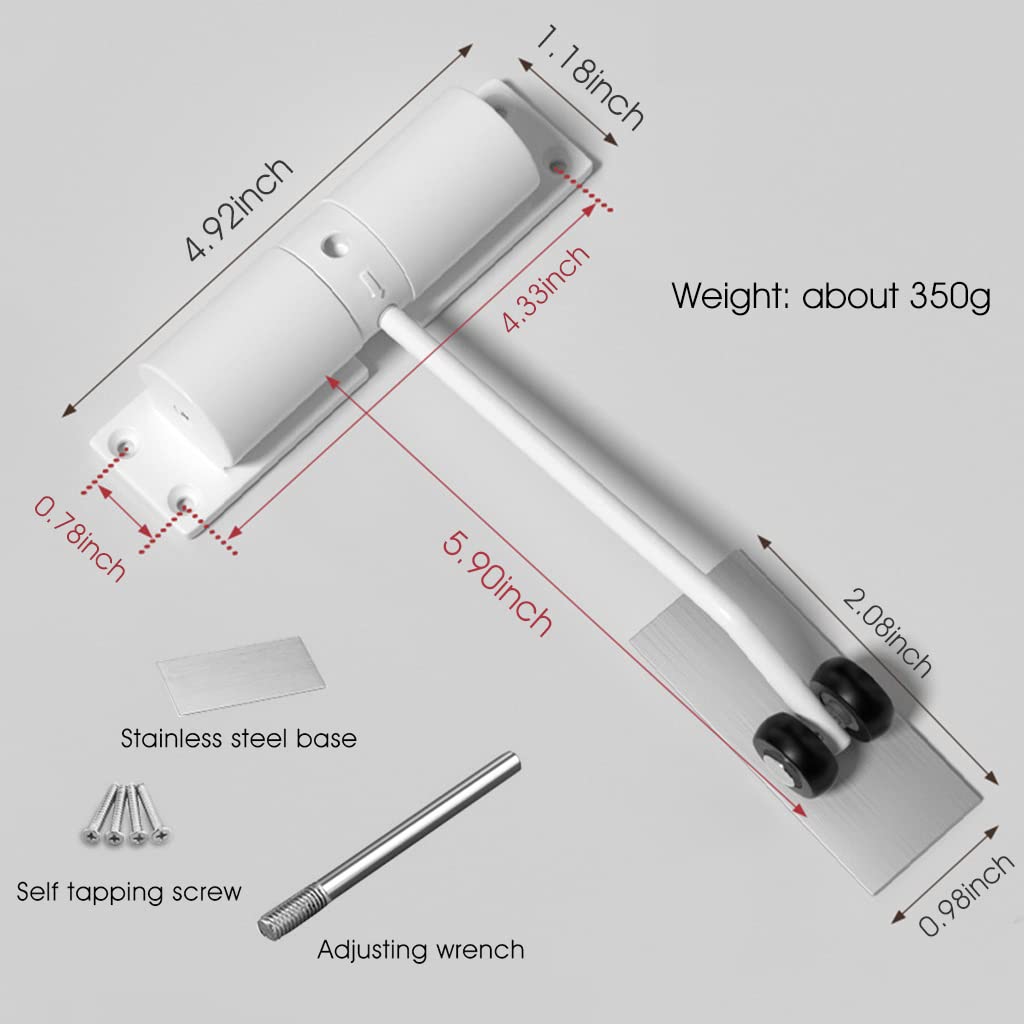 HASTHIP Door Closer, Zinc Alloy Automatic Safety Spring Door Closer, Adjustable Closing Door Hinge, Quiet Door Closer for Wooden Door, Metal Door, Security Door, Weight Up to 30 Kgs (White)